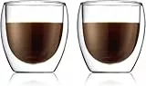 Bodum PAVINA Doppelwandige Gläser 2 Stück – 250ml Kaffeegläser – Thermotassen – Spülmaschinenfest – Mundgeblasenes Borosilikatglas