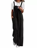 YESNO Damen Latzhose Lässiger Cord-Overall für Damen Verstellbarer Schultergurt Baggy-Hose Weites Bein Jumpsuits mit Taschen S PC2DE Schwarz