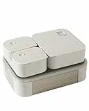 Swkien Brotdose mit Fächern - 1100ml Lunchbox Kinder - Auslaufsichere Brotdose Kinder mit Fächern - 3 in 1 Bento Box Brotbox Schule - Stapelbar Snackbox mit Deckel Jausenbox BPA Frei