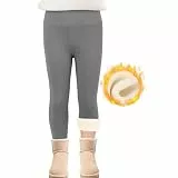 SPFASZEIV Thermo Leggings Mädchen Gefütterte Hose Kinder Dicke Winter Warme Lange Baumwolle Leggings mit Fleece 6–7 Jahren Grau