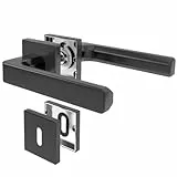 AwmnSrman Türgriffe Innentüren Schwarz CUBE Türklinke Türbeschlag Drückergarnitur Zimmertür Garnitur BB-Buntbart Set 1er-Set Moderne Edelstahl 2 Türklinken & 2 Langschilder