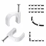 Kabelclips, 8 mm, 100 Stück, Nagelclips, stark, langlebig, weiß, rund, Kabelnägel, Wanddraht, Ordnungshalter, Clip-Management-Kabelstifte