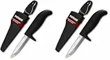 NØMIS Angelmesser Fischermesser | 10 cm Edelstahlklinge | Ideal auch als Gartenmesser oder Schnitzmesser | Outdoor Messer mit Köcher | Arbeitsmesser | Robust, scharf und preiswert (Packung mit 2)