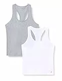 Tommy Hilfiger Damen 2er Pack Tank Tops mit Stretch, Mehrfarbig (White/ Light Grey Hthr), XS