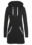 TrendiMax Damen Hoodie Kleid Herbst Langarm Sweatshirts Kapuzenpullover Streetwear Jumper Pullover Mini Kleider, Schwarz, M