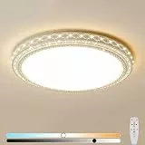 AoLa LED Deckenleuchte Dimmbar 3000K-6000K mit Kristall Deckenlampen mit Fernbedienung Modern Weiß Rund Schlafzimmer Deckenlampe Minimalistische Kreativitätsform Lampe für Wohnzimmer Büro,60CM