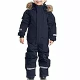 Awrvia Schneeanzug Kinder Jungen Skianzug mit Kapuze Skioverall Schneeanzug Wasserdicht Atmungsaktiv Skianzüge Verdickt Warm Funktionsanzug Outdoor Regenoverall Einteiliger Schneeoverall