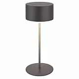 BRILONER - LED Tischlampe kabellos IP44 mit Touch, dimmbar, Lichtkante, Nachttischlampe, Leselampe, LED Lampe, Campinglampe, Tischleuchte, Akkulampe, Outdoor Lampe, 8x18 cm, Anthrazit