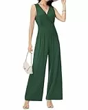 Tanmolo Damen Jumpsuit Elegant Festlich Sommer Ärmellos Overall Weites Bein Romper Mit Taschen Kurz Dunkelgrün, L