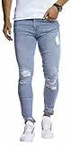 Leif Nelson Herren Hose Jeans Stretch Jeanshose Chino Cargo Hose Jogger Freizeithose Denim Slim Fit LN9145BL W36L34 Hell Blau