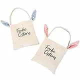 Papierdrachen 2 Jute Beutel mit Ohren | Alternatives Osternest im Osterhasen Design | hochwertige Geschenkverpackung und wiederverwendbar | Osterkörbchen zum Befüllen