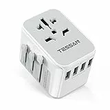 TESSAN Reiseadapter Weltweit, Universal Adapter mit 4 USB A und 1 AC Steckdose, Reisestecker Steckdosenadapter für USA England Japan Thailand Australien, Stromadapter Internationaler