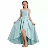 XINYUNZU Kleider Mädchen A-Linie Kleid Festlich Leichte Sommerkleid Trägerkleid Abendkleider Festliches Mädchenkleider Ballkleid Freizeitkleid Kinder Dress Elegante Kinderkleider Hellblau 13–14 Jahre