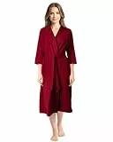 NY Threads Luxuriöser, leichter Damen-Bademantel/Frauen Morgenmantel aus weichem Poly-Baumwollstrick (Klein, Burgunderrot)