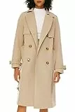 Orolay Damen Übergangsmantel 3/4 Länge Doppelreihiger Trenchcoat Revers Jacke mit Gürtel - Eleganter Mantel Khaki XL
