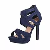 Elara Damen Pumps Offen Stilettos High Heels Chunkyrayan LL85 Navy-38