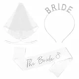Lusofie 3 PCS Schleier Braut Set, Stirnband mit Schleier Abnehmbarem für Brautschleier Hochzeitsschleier Stirnband Weißer Junggesellinnenschleier für Brautpartys Verlobungsfeiern Hochzeit