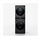 LG WT1210BBF Washtower, Waschmaschine Klasse C -10 Prozent 12kg und Trockner A 10 kg, einheitliches Panel, TurboWash, Smart Pairing, WiFi, Schwarz