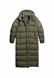 Superdry Damen Langer Ripstop Steppmantel Fußball Dunkel Moos Raster 38