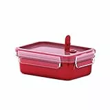 Emsa Mikrowellendose Clip & Micro 517776 | Mikrowellenventil | 1,2 L | Lunchbox | Integrierte Maßeinteilung | Made In Germany | Rot/ Transparent