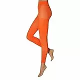 krautwear Damen Mädchen Leggins Leggings 60 den Karneval Fasching Kostüm schwarz rot rosa blau (orange-XXL)