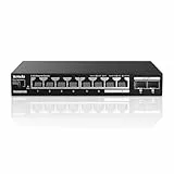 Tenda 2.5 Gbit Switch mit 8X 2.5G Ports & 2X 10G SFP+ Ports (VLAN, Statische Aggregation, Lüfterlos, Plug & Play, Desktop-/Wandmontage, Unmanaged, Metallgehäuse) (TEM2010X)