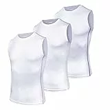 AMZSPORT Herren Kompressions-Tanktop Ärmellos Funktionsshirts Baselayer Unterhemd Weiß(3er Pack) XL