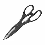 KC BLUE KitchenCraft Vierseitige Küchenschere/Flaschenöffner, Rostfreier Stahl, Schwarz, 21.3 x 7.3 x 1.10 cm, 1 Einheiten