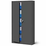 Jan Nowak Metallschrank Jan 185 x 90 x 40 cm - Metall Aktenschrank Abschließbar mit 2 Türen, Mehrzweckschrank mit 5 Ebenen, Büroschrank aus Stahlschrank mit Pulverbeschichtung - Anthrazit