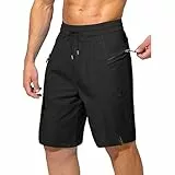 Ougelebo Badehose Herren Badeshorts Herren Lang Schnelltrocknend Bademode Männer Schwimmhose mit Reissverschluss Schwimmshorts Swimming Shorts Men Swimwear Trunks Schwarz XL