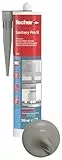 fischer Premium-Sanitärsilikon, Silikon zum Abdichten & Verfugen im Sanitär- und Küchenbereich, Kartusche für zahlreiche Anwendungen und Baustoffe, Langzeitschutz vor Schimmel, 310 ml, manhattan
