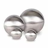 Spetebo Edelstahl Gartenkugel 4er Set matt gebürstet - 10/15 / 20 cm - Deko Metall Hohlkugel Silber - Dekokugel Metalldeko Gartendeko rund