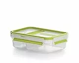 EMSA Clip & Go Yoghurtbox, 0,6 L, Brotdose mit Knick-Ecke, 100 Prozent dicht, mit Frischedichtung, Transparent, Hellgrün, Made in Germany, 518103