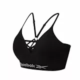 Reebok, Damen, Nahtloser BH, elastisches, Bauchfreies Sport-Top, ohne Bügel, Rücken im Racer Style, in Schwarz