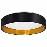 EGLO LED Deckenlampe Maserlo 2, Textil Deckenleuchte, Wohnzimmerlampe Decke aus Stoff in gold und schwarz, Kunststoff in weiß, warmweiß, Ø 38 cm