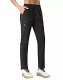 Pioneer Camp Jogginghose Damen Leicht Freizeithose Atmungsaktiv Schnelltrocknend Sporthose Trainingshose Sweathose Damen Lang mit 3 Taschen UPF50+ Schwarz M