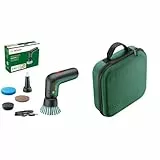 Bosch Home and Garden Akku Reinigungsbürste UniversalBrush (integrierter 3,6-V-Akku, 1 Micro-USB-Kabel und 4 Reinigungsaufsätze enthalten, im Karton) Grün + Bosch Aufbewahrungstasche