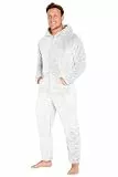 CityComfort Herren Overall Jumpsuit, One Piece Anzug Fleece Onesie Flauschig Einteiler Schlafanzug für Männer und Teenager Jungen M-3XL, Geschenke (L, Grau Zweifarbiges)