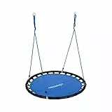 Relaxdays Nestschaukel, runde Hängeschaukel, für Kinder & Erwachsene, verstellbar, draußen, Ø: 120 cm, bis 100 kg, blau