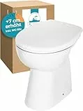 Calmwaters® Spülrandloses WC Komplettset Elements Wellness mit Toilettendeckel, erhöhtes Stand WC + 7 cm, abnehmbarer WC-Sitz mit Absenkautomatik & Schnellbefestigung, Tiefspüler, Weiß, 07AB3134