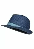 Sterntaler Strohhut mit Garniturband – Leichter, atmungsaktiver Kindersonnenhut mit Sonnenschutz, Garniturband und nach Oben gebogener Krempe, UV-Schutz 50+, Mittelblau, Größe 57