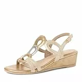 MARCO TOZZI Damen Sandalen mit Keilabsatz Runde Spitze Elegant, Gold (Gold Comb), 40 EU