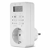 REV Zeitschaltuhr digital - Flexible & einfache Einstellung auf Knopfdruck, bis zu 1000 Std. Gangreserve, Timer Steckdose, weiß