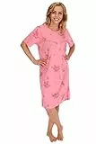 Schuerzenfabrik - Nachthemd Damen lang Kurzarm Damennachthemd Schlafhemd Damen kurzärmlig Größe M /42, rosa