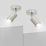 Ketom Deckenstrahler LED Mattes Nickel - 2er 1-Flammiger Deckenspot - GU10 Deckenlampe Spot Schwenkbar - Ohne Leuchenmittel