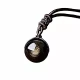 Obsidian Halskette aus natürlichem Goldobsidian – Handgefertigter Schutzstein-Anhänger mit verstellbarer 20–35 cm Kordel, Energie-Heilstein Amulett für Damen und Herren