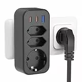 6 in 1 Mehrfachstecker Doppelstecker für Steckdose Mehrfachsteckdose mit 3 USB STGAROT 4000W/16A 3 Fach Steckdosenadapter mit 2 PD20W USB-C Mehrfachstecker für Steckdose