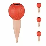 Relaxdays Tonkegel Basketball, 4er Set, Bewässerungskugeln, für 1,5L PET-Flaschen, Gießhilfe, Keramik, orange/terrakotta