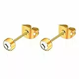 Artskin Damen Ohrstecker Herren Mädchen Ohrringe Titan Hypoallergen Nickelfrei 4mm 14K Gold S925 Sterling Silber Ohrringe für empfindliche Ohren