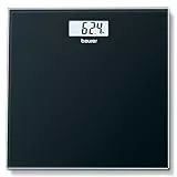 Beurer GS 10 Black Personenwaage, mit LCD Anzeige, Überlastungsanzeige, Abschaltautomatik, flaches und schickes schwarzes Design aus Glas